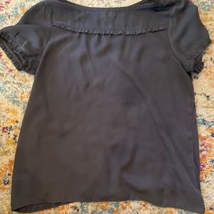 Grey ruffle sleeve and chest shirt